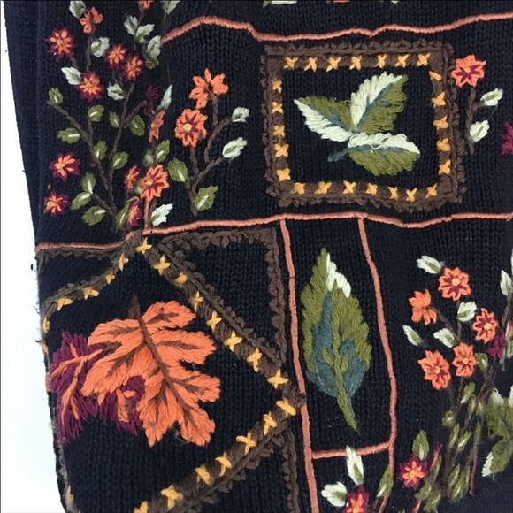 Vintage All Points Fall Leaves Embroidered Sweater Size Medium - Picture 4 of 4